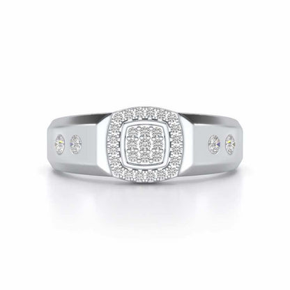 Cued Square Silver Ring For Men - White Gold - Image 4