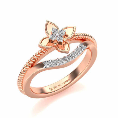 Cue Flower Silver Ring - Rose Gold - Image 1