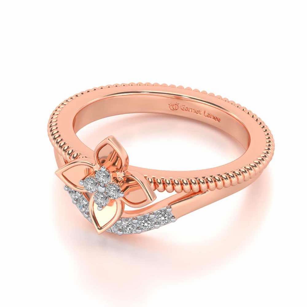 Cue Flower Silver Ring - Rose Gold - Image 2