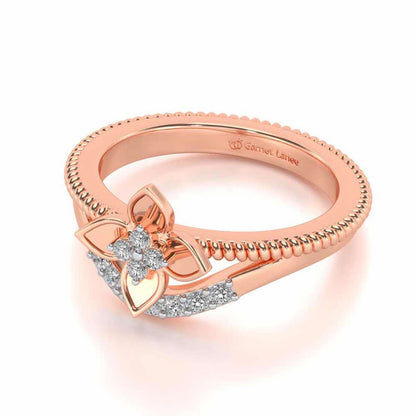 Cue Flower Silver Ring - Rose Gold - Image 2
