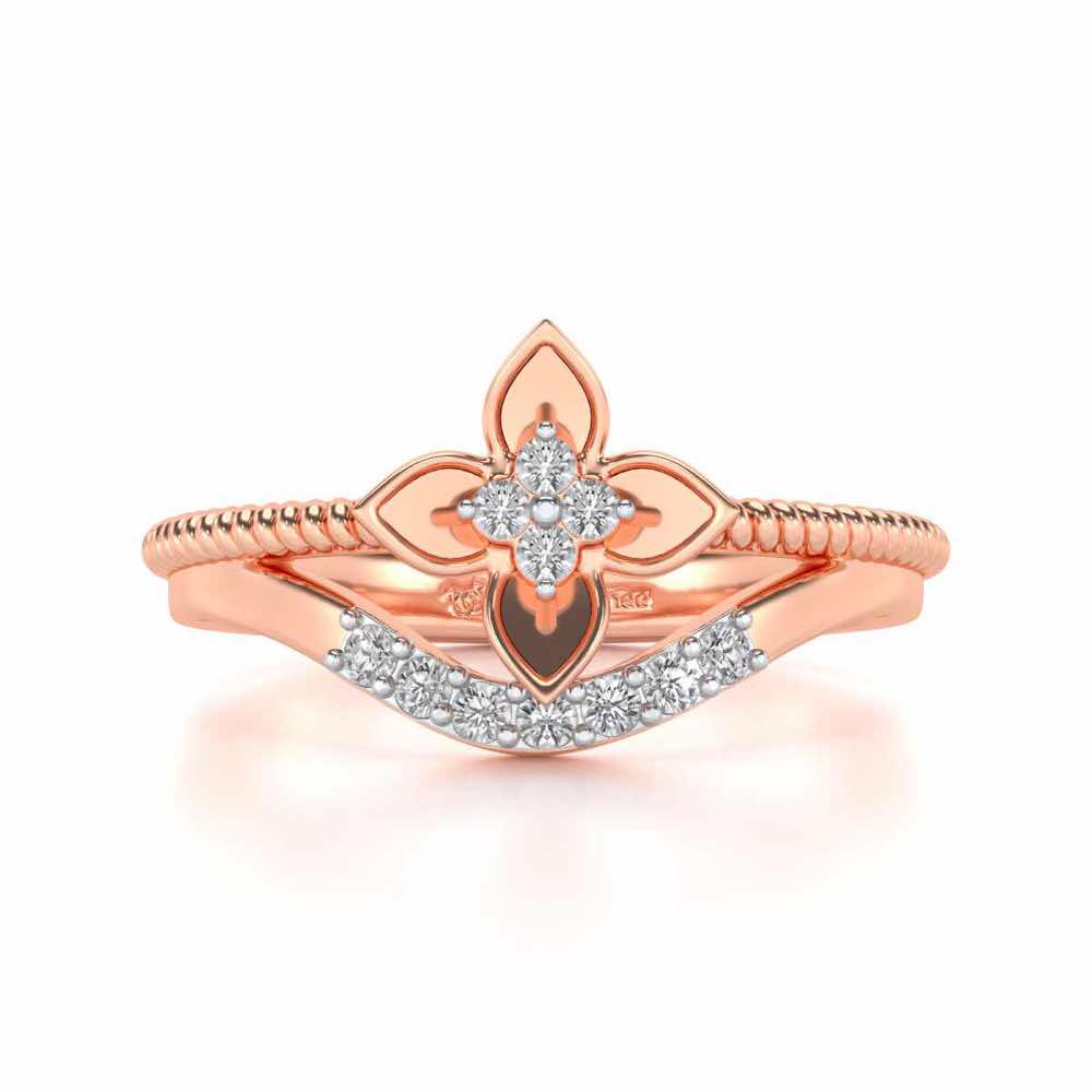 Cue Flower Silver Ring - Rose Gold - Image 4