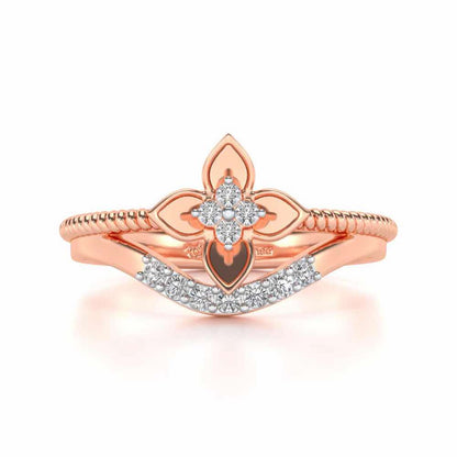 Cue Flower Silver Ring - Rose Gold - Image 4