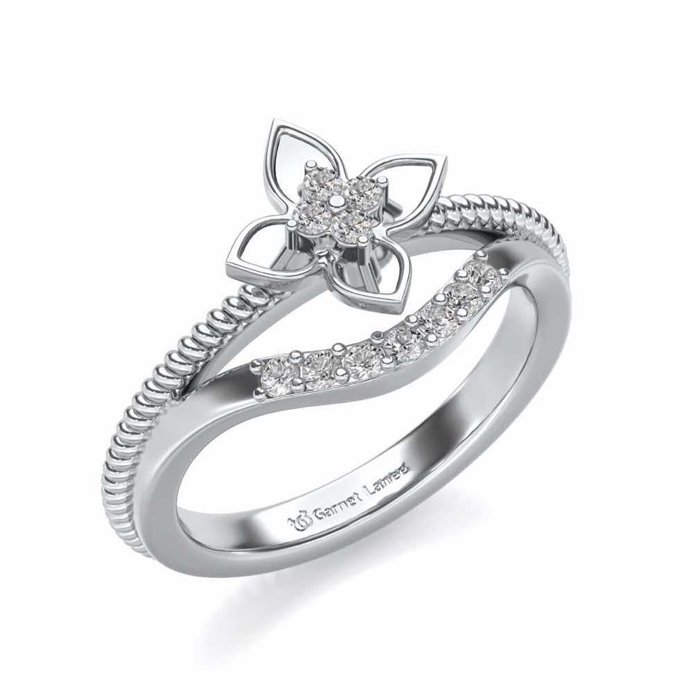 Cue Flower Silver Ring - White Gold - Image 1