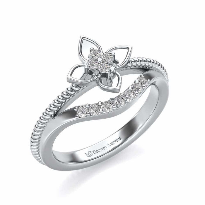 Cue Flower Silver Ring - White Gold - Image 1