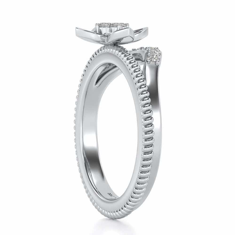 Cue Flower Silver Ring - White Gold - Image 3