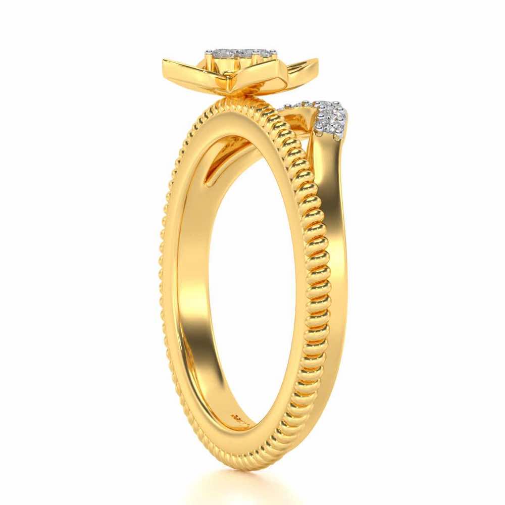 Cue Flower Silver Ring - Yellow Gold - Image 3