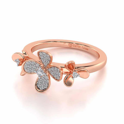 Cute Bloom Silver Ring - Rose Gold - Image 2