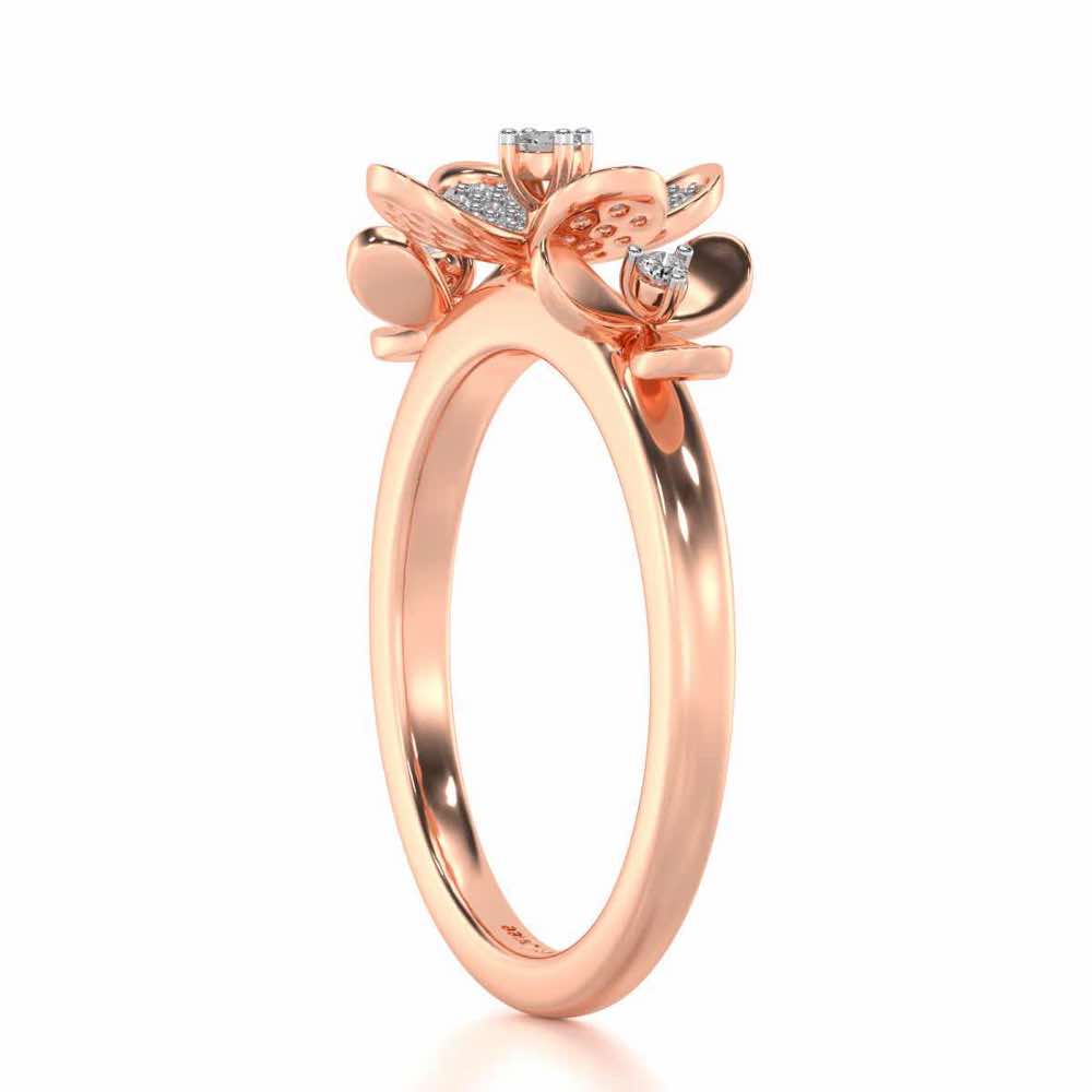Cute Bloom Silver Ring - Rose Gold - Image 3
