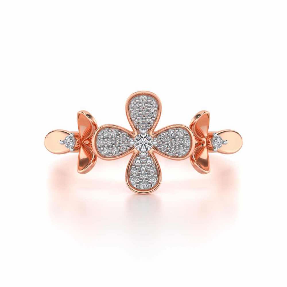 Cute Bloom Silver Ring - Rose Gold - Image 4