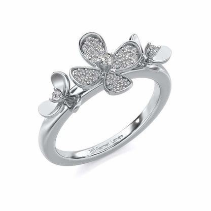 Cute Bloom Silver Ring - White Gold - Image 1