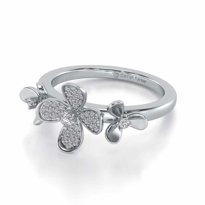 Cute Bloom Silver Ring - White Gold - Image 2