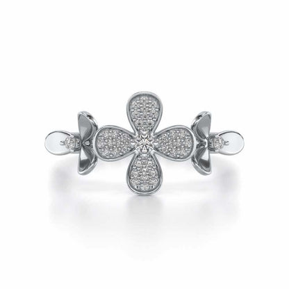Cute Bloom Silver Ring - White Gold - Image 4