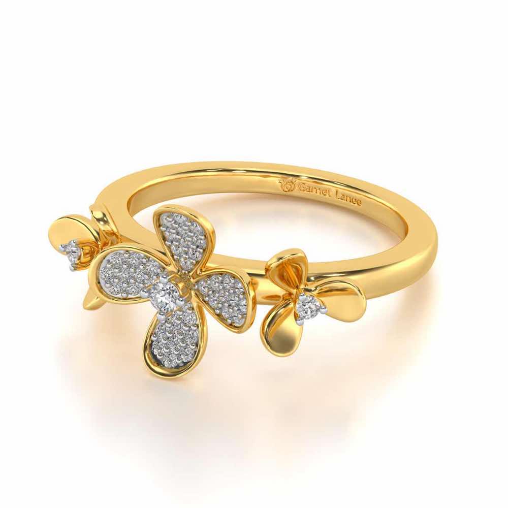 Cute Bloom Silver Ring - Yellow Gold - Image 2