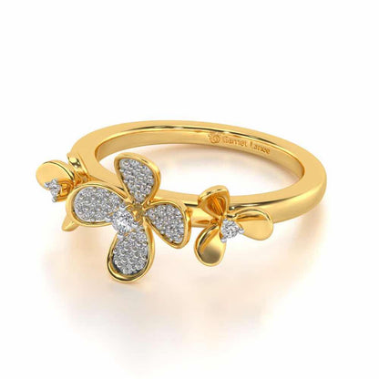 Cute Bloom Silver Ring - Yellow Gold - Image 2