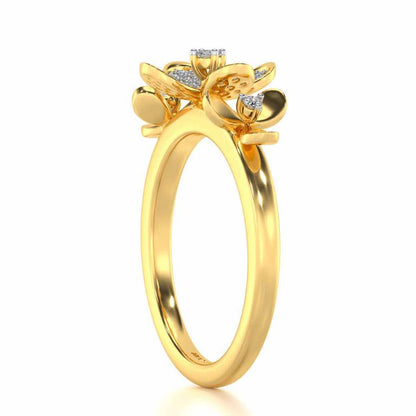 Cute Bloom Silver Ring - Yellow Gold - Image 3