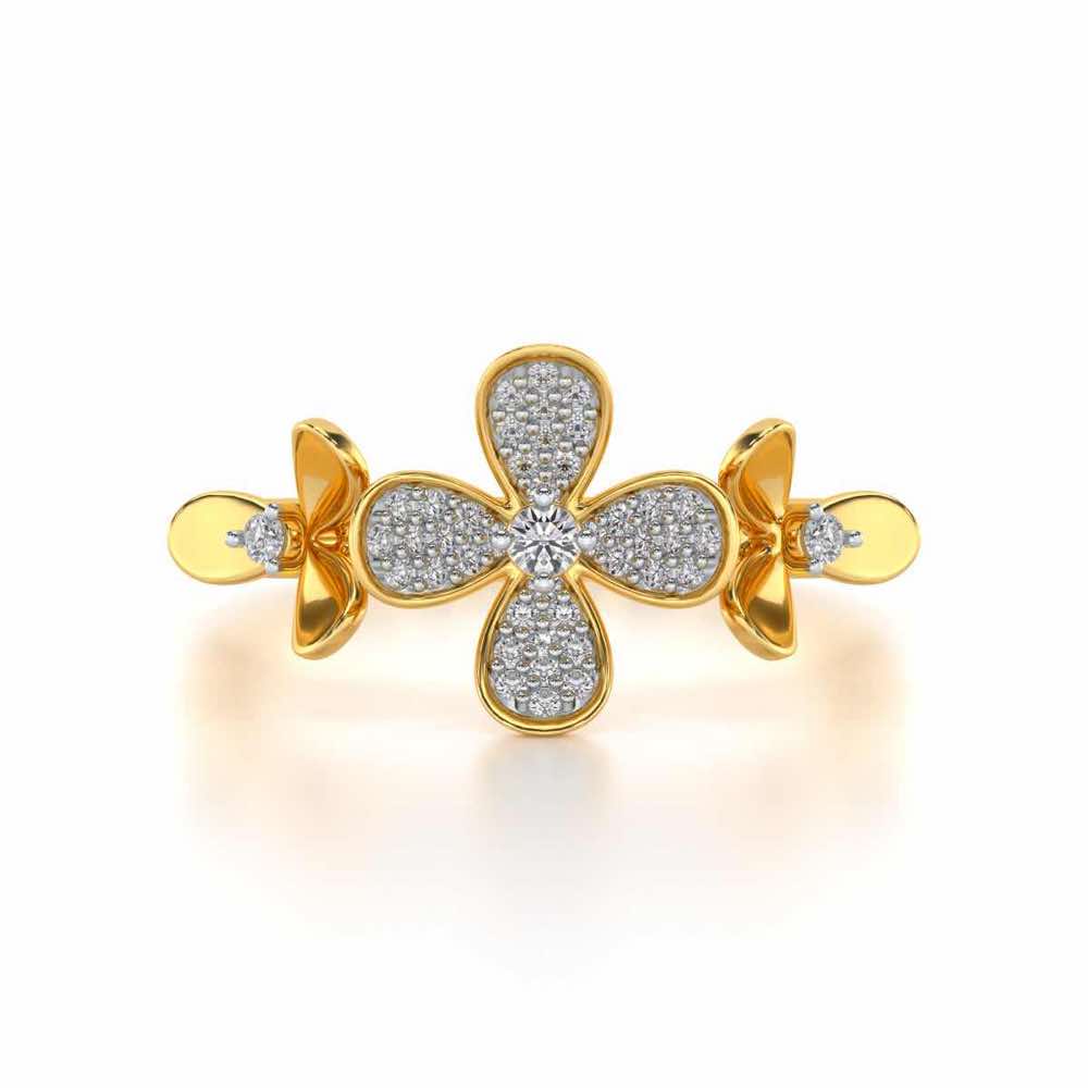 Cute Bloom Silver Ring - Yellow Gold - Image 4