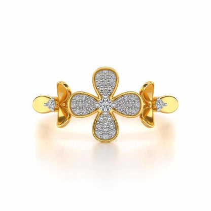 Cute Bloom Silver Ring - Yellow Gold - Image 4