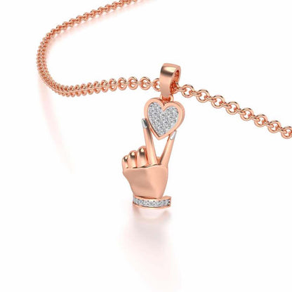 Cute Heart Silver Pendant - Rose Gold - Image 2