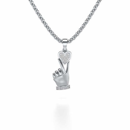 Cute Heart Silver Pendant - White Gold - Image 1