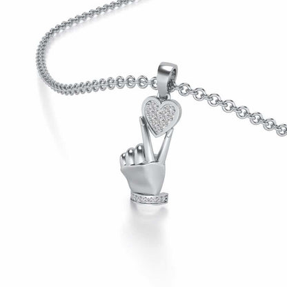 Cute Heart Silver Pendant - White Gold - Image 2