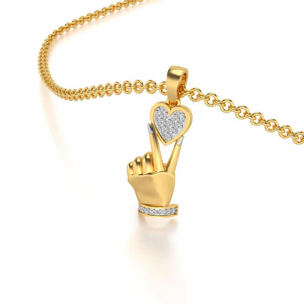 Cute Heart Silver Pendant - Yellow Gold - Image 2