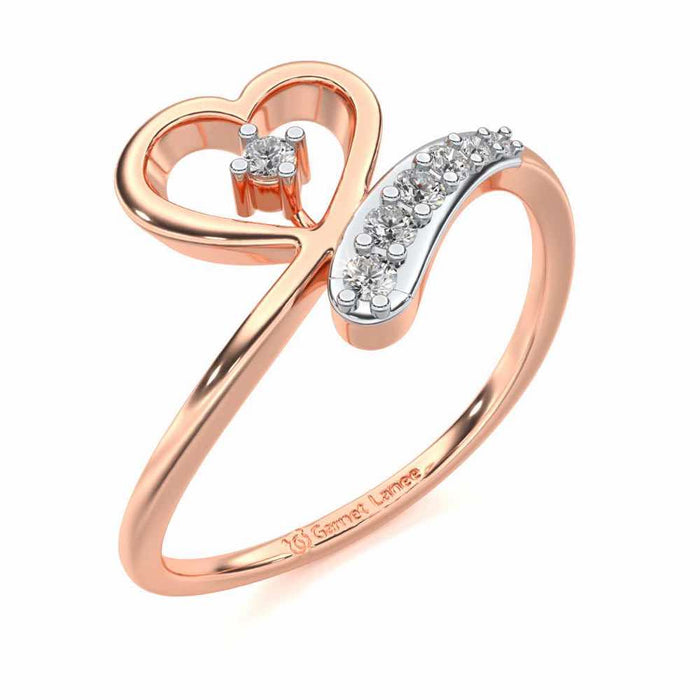 Cute Lil Heart Silver Ring - Rose Gold - Image 1