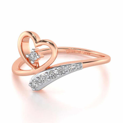 Cute Lil Heart Silver Ring - Rose Gold - Image 2