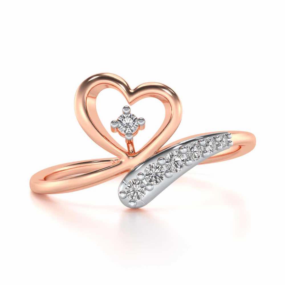 Cute Lil Heart Silver Ring - Rose Gold - Image 4