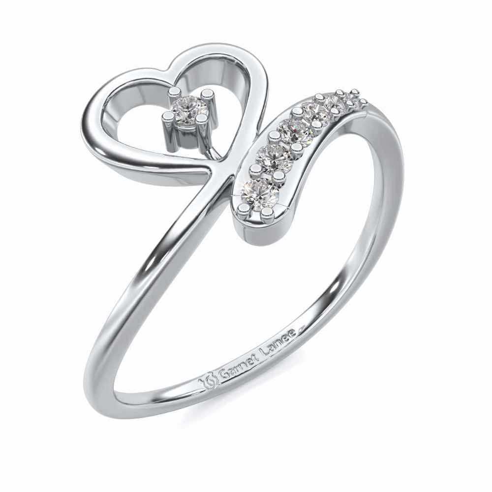 Cute Lil Heart Silver Ring - White Gold - Image 1