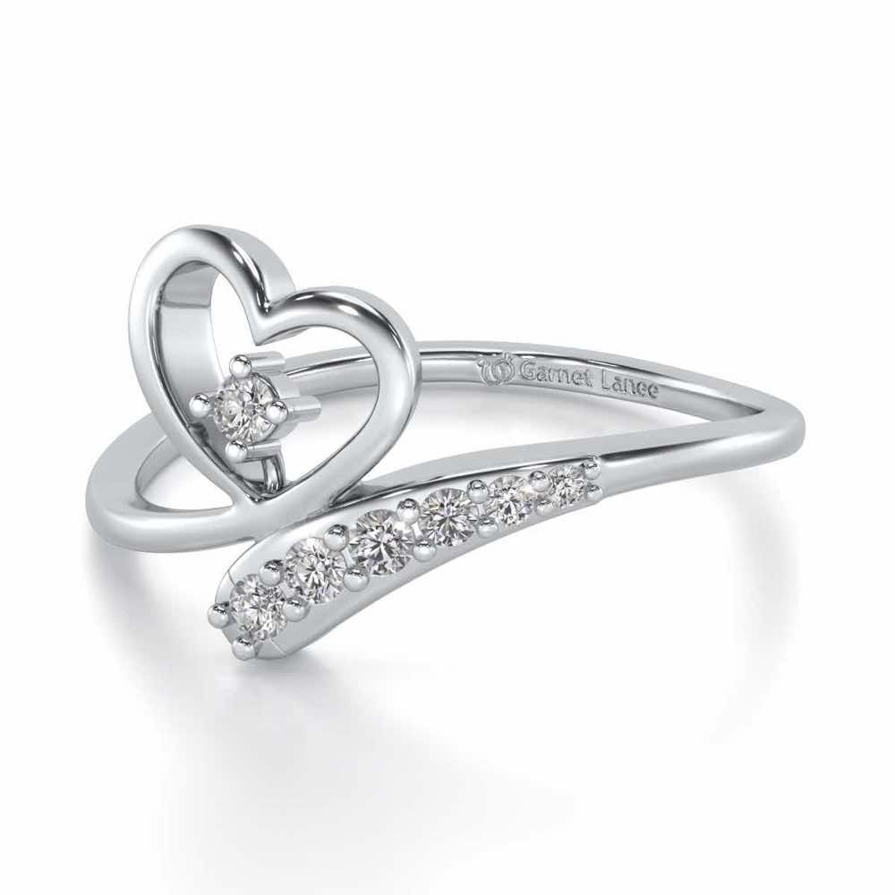 Cute Lil Heart Silver Ring - White Gold - Image 2