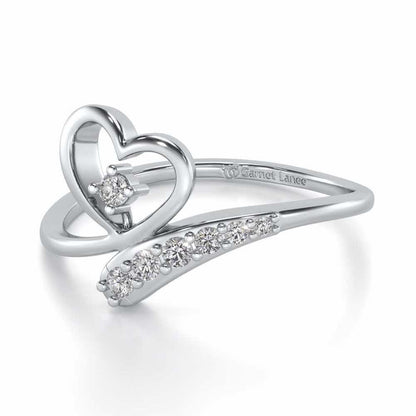 Cute Lil Heart Silver Ring - White Gold - Image 2