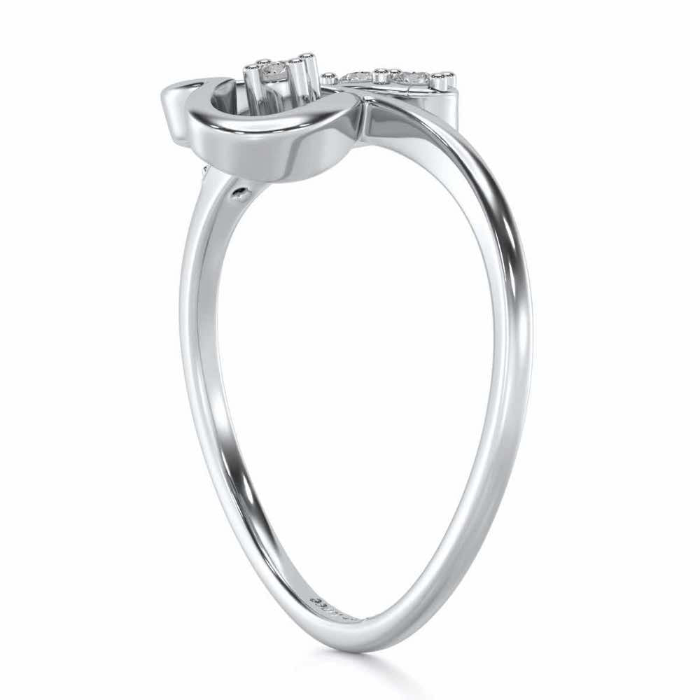 Cute Lil Heart Silver Ring - White Gold - Image 3