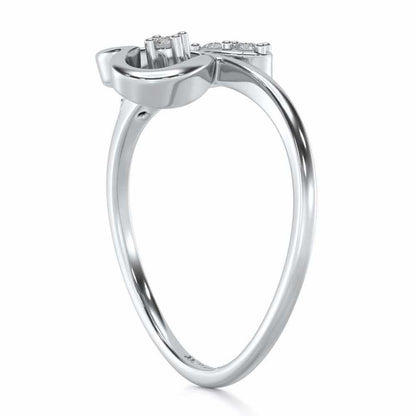 Cute Lil Heart Silver Ring - White Gold - Image 3