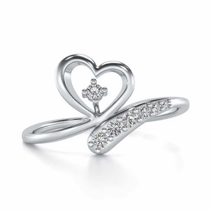 Cute Lil Heart Silver Ring - White Gold - Image 4