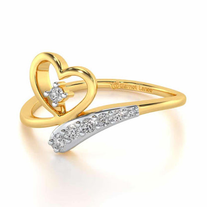 Cute Lil Heart Silver Ring - Yellow Gold - Image 2