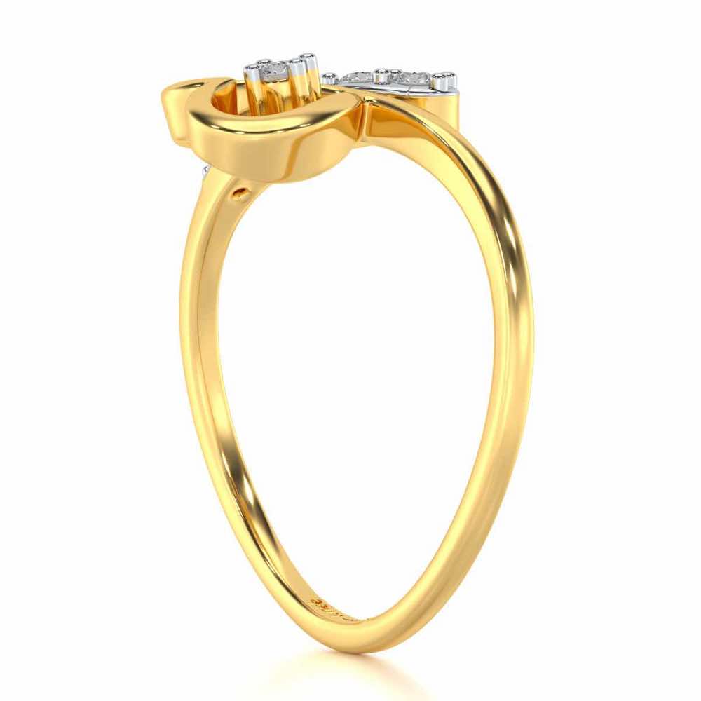Cute Lil Heart Silver Ring - Yellow Gold - Image 3