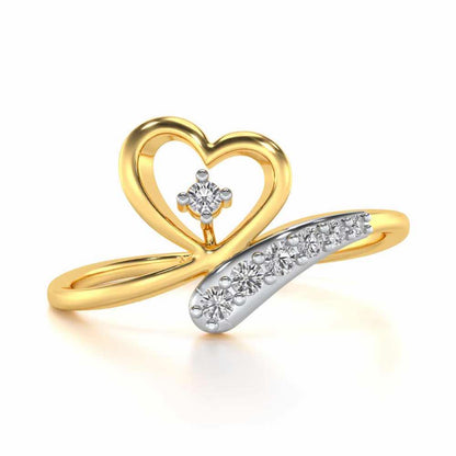 Cute Lil Heart Silver Ring - Yellow Gold - Image 4
