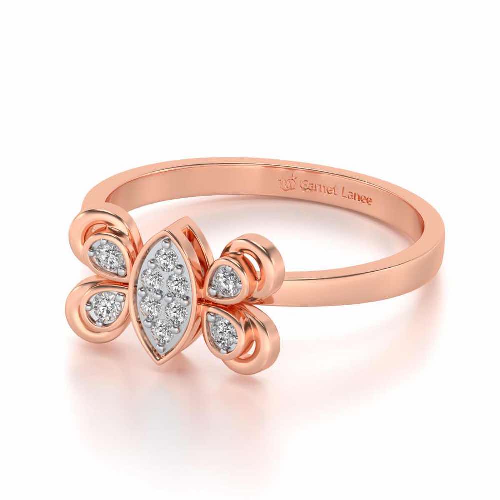 Cute Moth Silver Ring - Rose Gold - Image 2