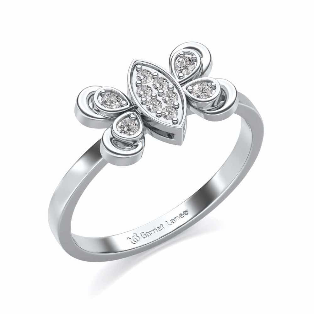 Cute Moth Silver Ring - White Gold - Image 1