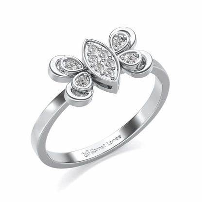 Cute Moth Silver Ring - White Gold - Image 1