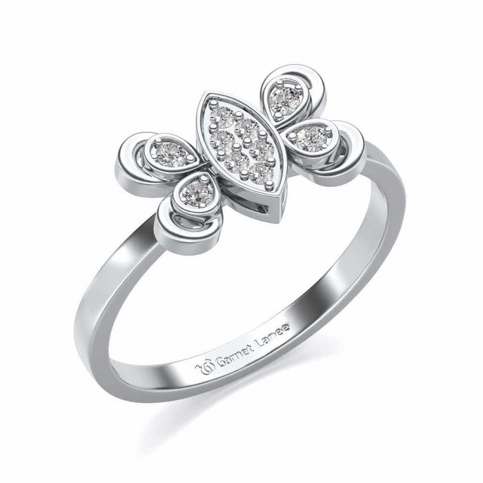 Cute Moth Silver Ring - White Gold - Image 1