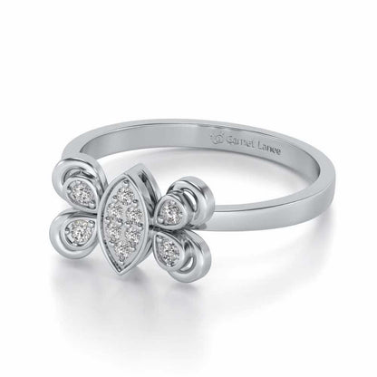 Cute Moth Silver Ring - White Gold - Image 2