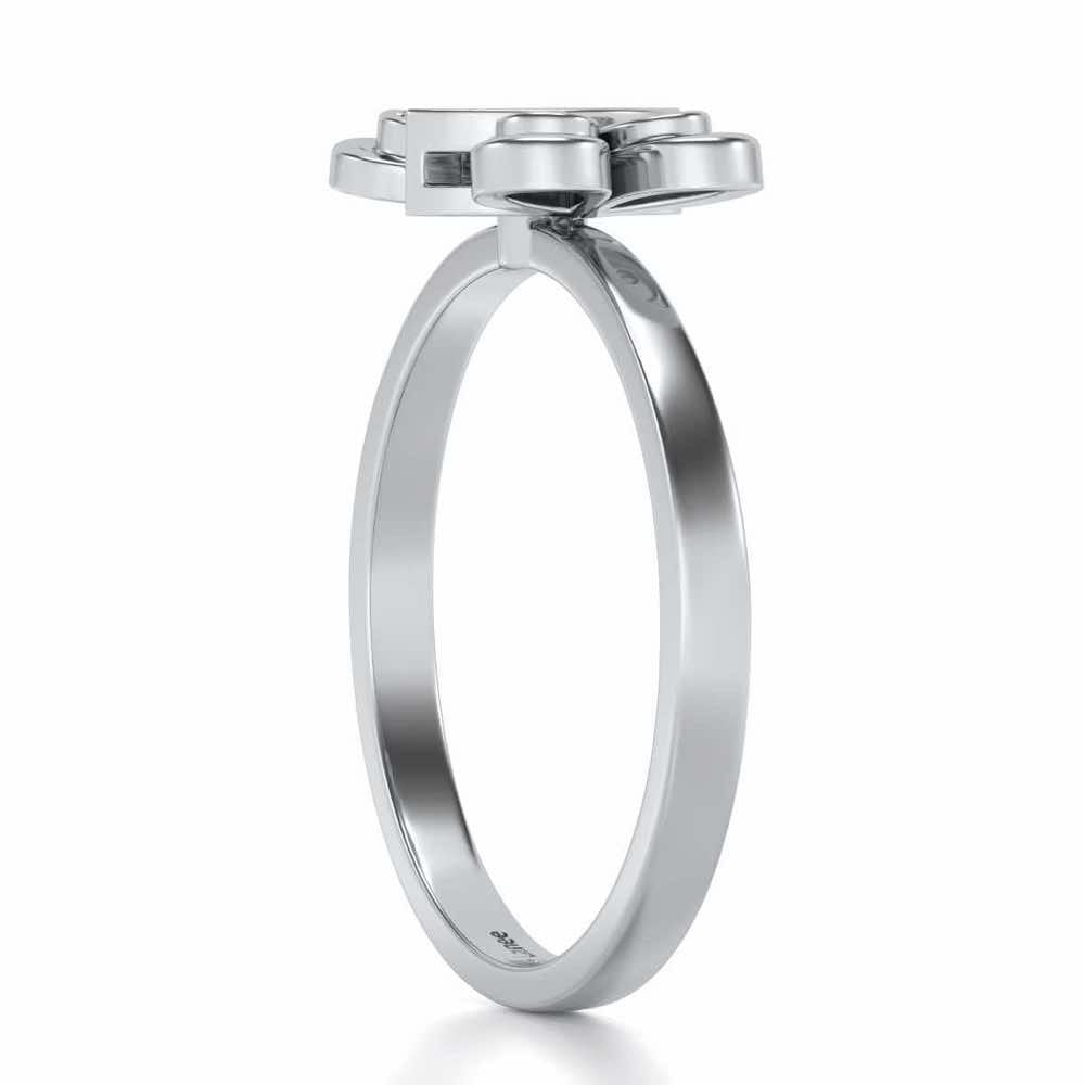Cute Moth Silver Ring - White Gold - Image 3