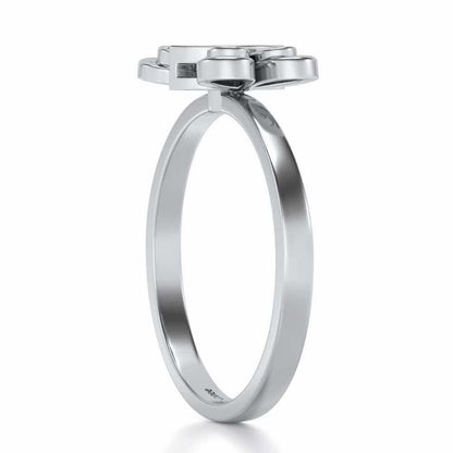Cute Moth Silver Ring - White Gold - Image 3