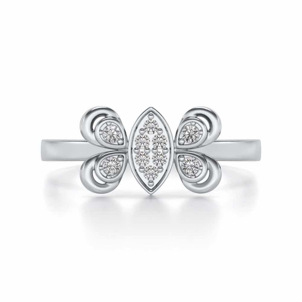 Cute Moth Silver Ring - White Gold - Image 4