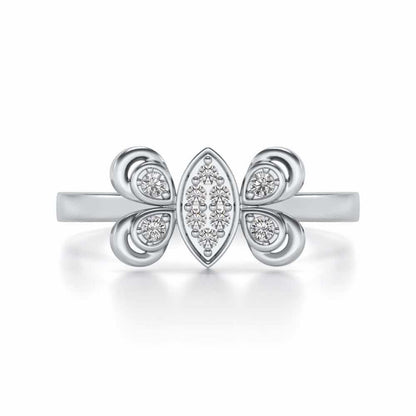 Cute Moth Silver Ring - White Gold - Image 4
