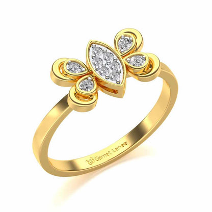 Cute Moth Silver Ring - Yellow Gold - Image 1