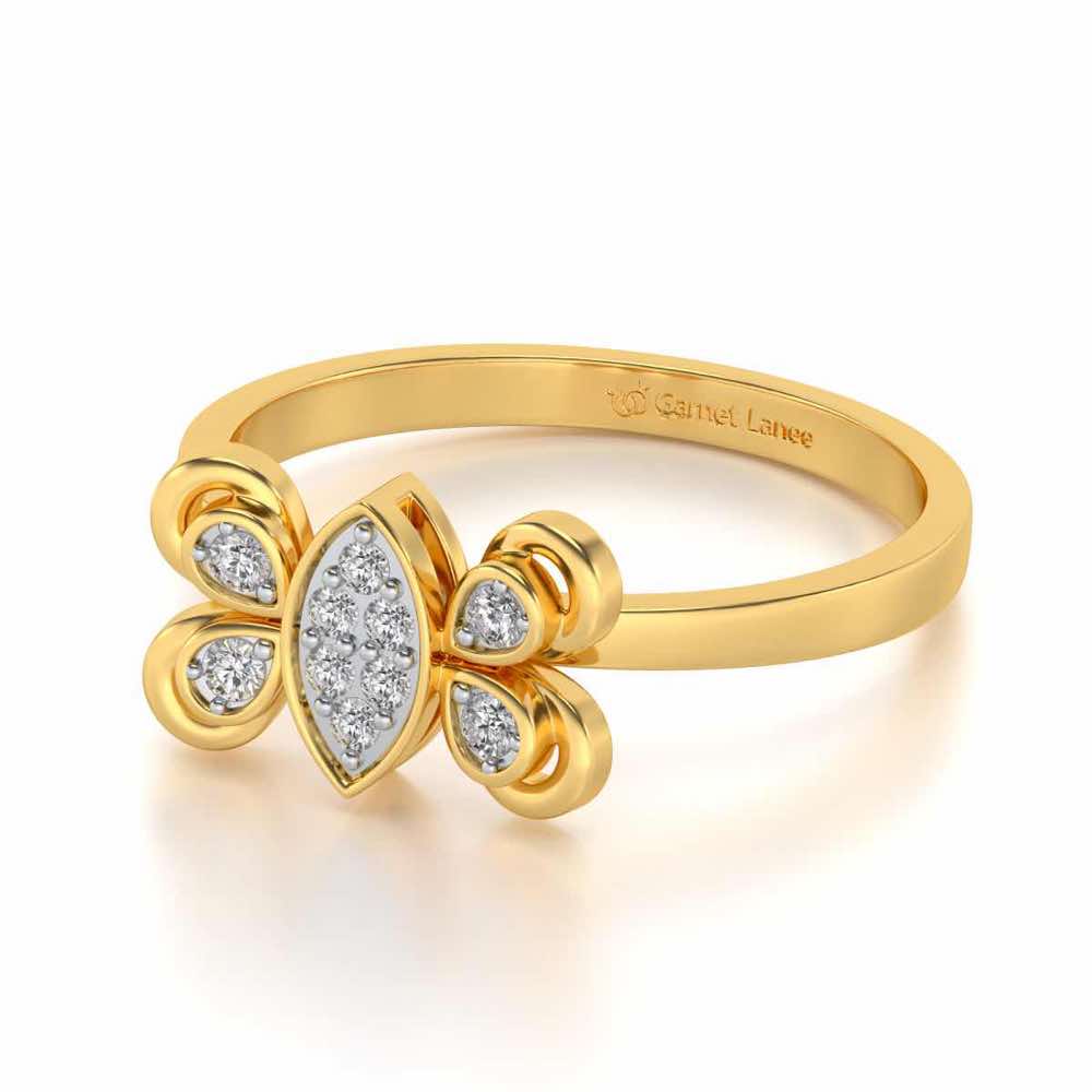 Cute Moth Silver Ring - Yellow Gold - Image 2