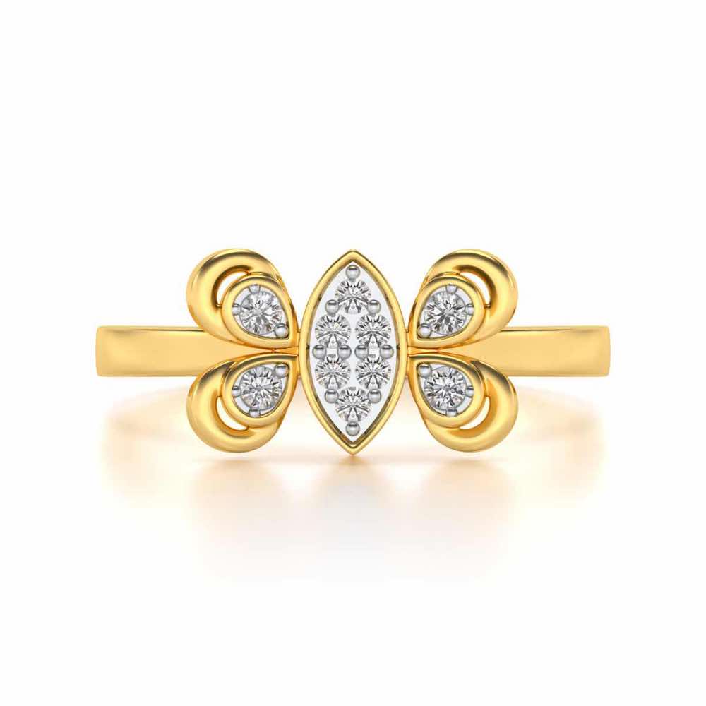 Cute Moth Silver Ring - Yellow Gold - Image 4