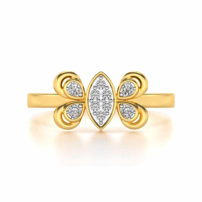 Cute Moth Silver Ring - Yellow Gold - Image 4